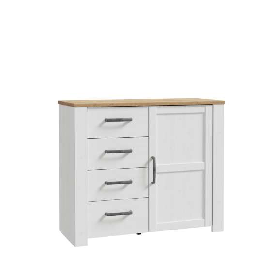 Skjenk Chisbury 102x87 cm - lerk sibu - eik riviera - 1 dør - 4 skuffer