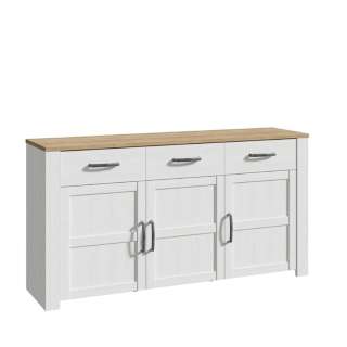 Skjenk Chisbury 166x87 cm - lerk sibu - eik riviera - 3 dører - 3 skuffer