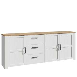 Skjenk Chisbury 221x87 cm - lerk sibu - eik riviera - 3 dører - 3 skuffer