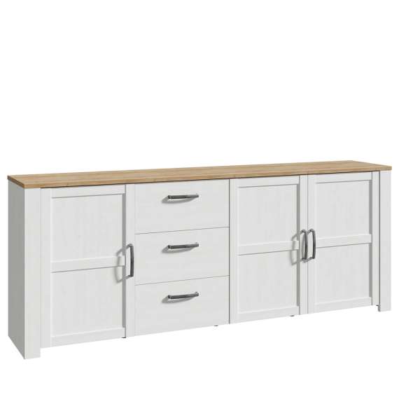 Skjenk Chisbury 221x87 cm - lerk sibu - eik riviera - 3 dører - 3 skuffer