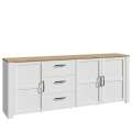 Skjenk Chisbury 221x87 cm - lerk sibu - eik riviera - 3 dører - 3 skuffer