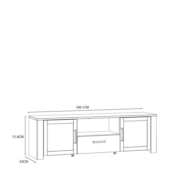 Tv-benk Chisbury 166x52 cm - lerk sibu - eik riviera - 2 dører - 1 skuff