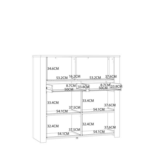 Vitrineskap Chisbury 126x125 cm - lerk sibu - eik riviera - 3 dører - 2 skuffer