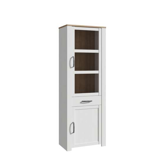 Vitrineskap Chisbury 72x205 cm - lerk sibu - eik riviera - 3 dører - 1 skuff