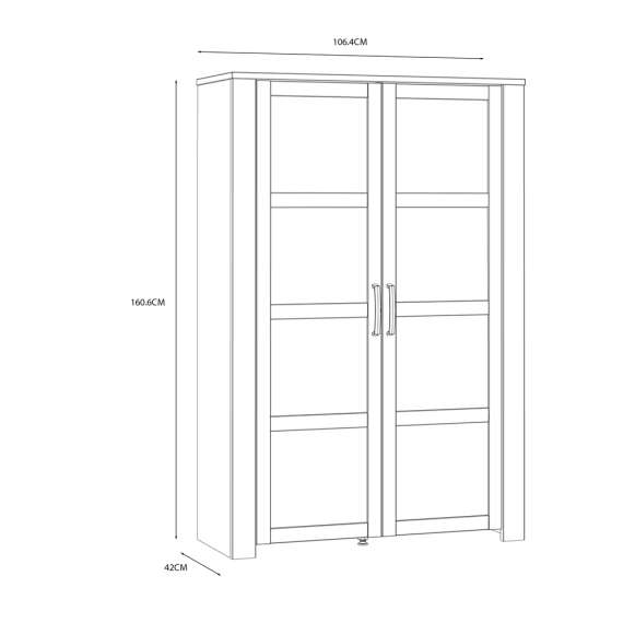 Vitrineskap Chisbury 106x161 cm - lerk sibu - eik riviera - 2 dører