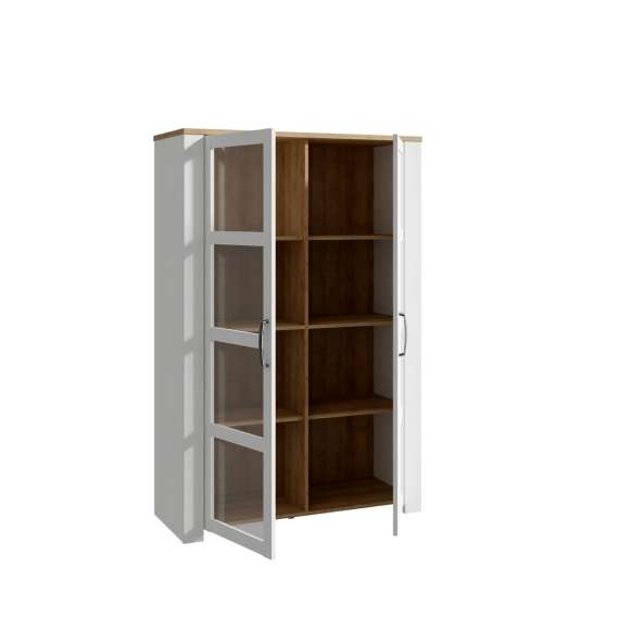 Vitrineskap Chisbury 106x161 cm - lerk sibu - eik riviera - 2 dører