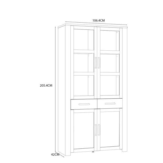 Vitrineskap Chisbury 106x205 cm - lerk sibu - eik riviera