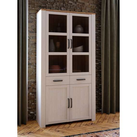 Vitrineskap Chisbury 106x205 cm - lerk sibu - eik riviera