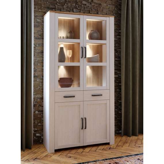 Vitrineskap Chisbury 106x205 cm - lerk sibu - eik riviera