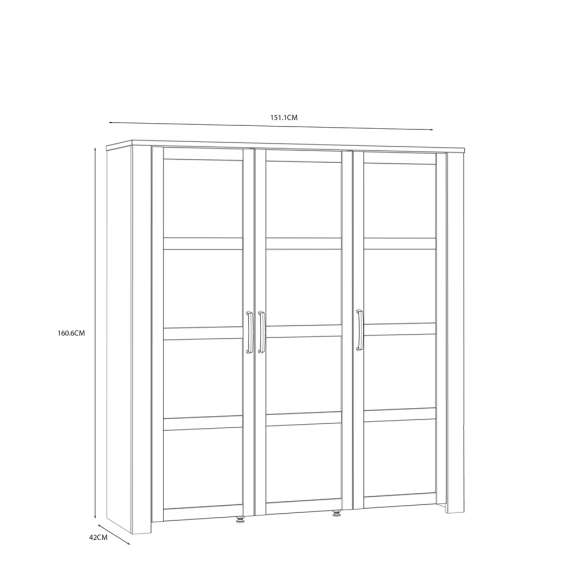 Vitrineskap Chisbury 151x161 cm - lerk sibu - eik riviera