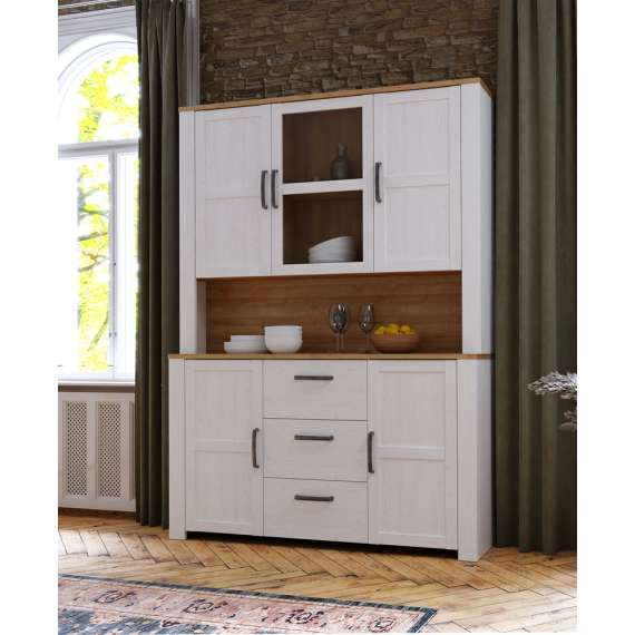 Vitrineskap Chisbury 146x205 cm - lerk sibu - eik riviera