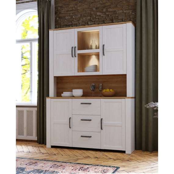 Vitrineskap Chisbury 146x205 cm - lerk sibu - eik riviera