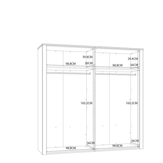 Garderobeskap Chisbury 214x216 cm - lerk sibu - eik riviera - 4 dører