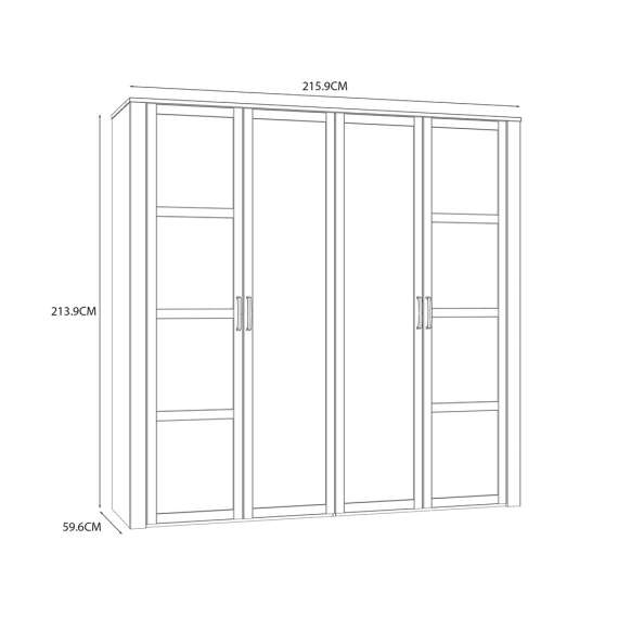 Garderobeskap Chisbury 214x216 cm - lerk sibu - eik riviera - 4 dører