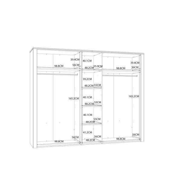 Garderobeskap Chisbury 266x216 cm - lerk sibu - eik riviera - 4 dører