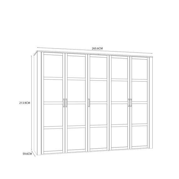 Garderobeskap Chisbury 266x216 cm - lerk sibu - eik riviera - 4 dører