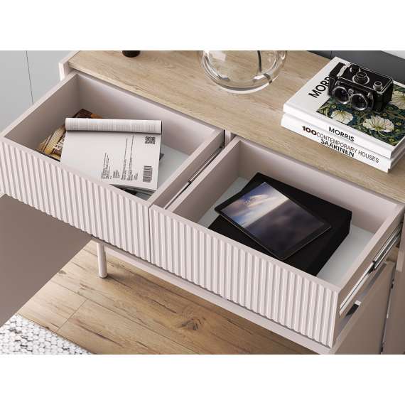 Skjenk Dunea 104x85 cm - cashmere - eik cremona - 2 skuffer - 2 dører