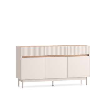 Skjenk Dunea 154x85 cm - cashmere - eik cremona - 3 skuffer - 3 dører