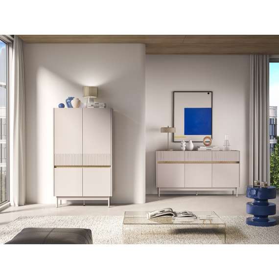 Skap Dunea 92x156 cm - cashmere - eik cremona - 4 dører