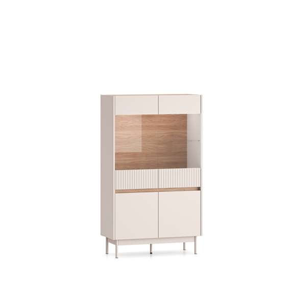 Vitrineskap Dunea 156x92 cm - cashmere - eik cremona - 4 dører