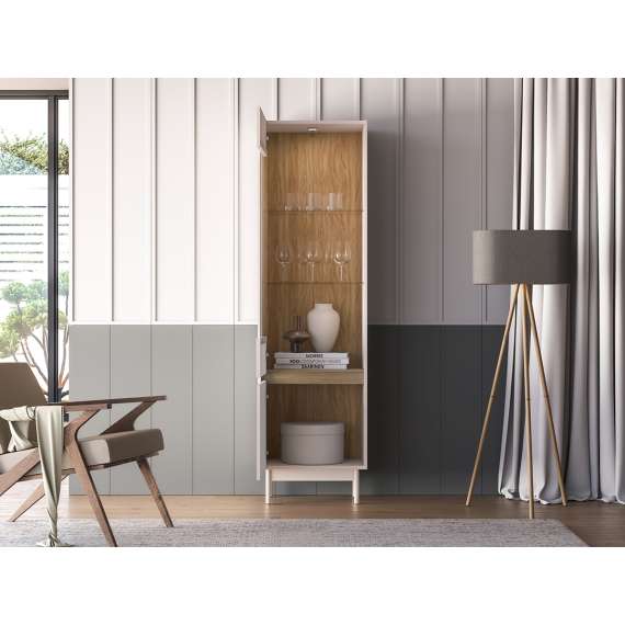 Vitrineskap Dunea 55x193 cm - cashmere - eik cremona - 1 dør