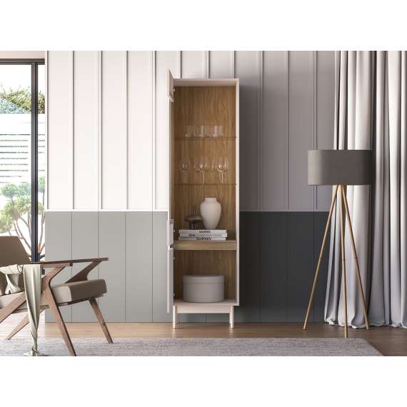 Vitrineskap Dunea 55x193 cm - cashmere - eik cremona - 1 dør