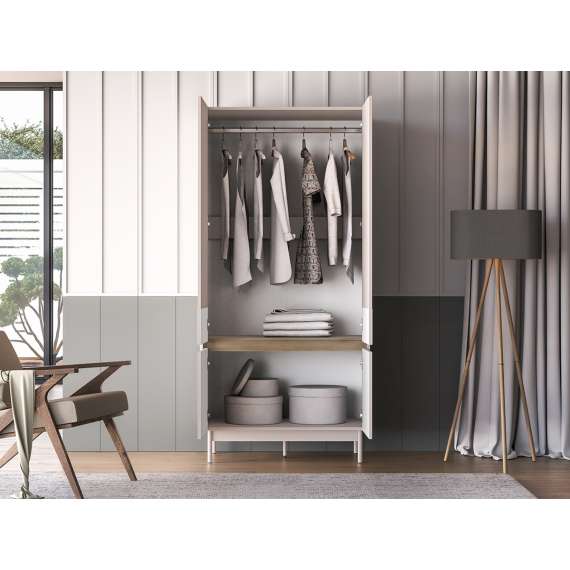 Garderobeskap Dunea 92x193 cm - cashmere - eik cremona - 4 dører