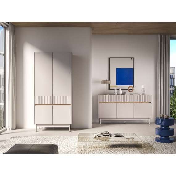 Garderobeskap Dunea 92x193 cm - cashmere - eik cremona - 4 dører