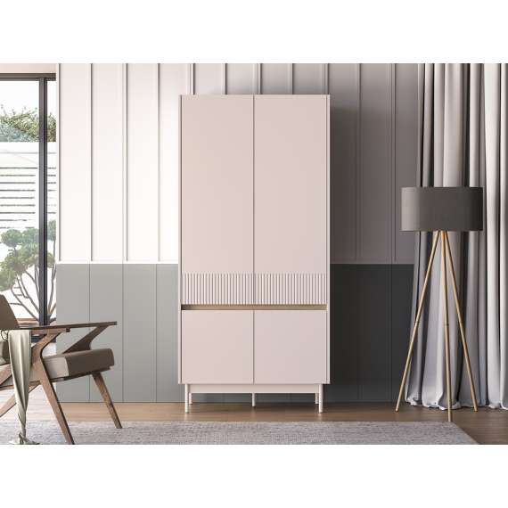 Garderobeskap Dunea 92x193 cm - cashmere - eik cremona - 4 dører