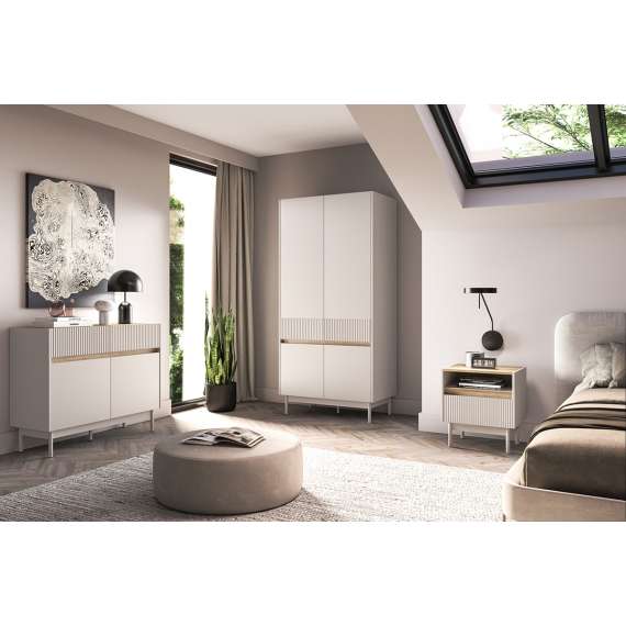 Garderobeskap Dunea 92x193 cm - cashmere - eik cremona - 4 dører