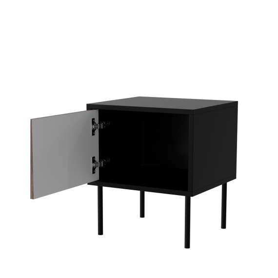 Nattbord Cortina 45x51cm - svart matt - valnøtt - 1 dør - 2 st sett