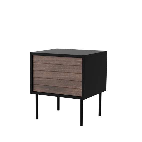 Nattbord Cortina 45x51cm - svart matt - valnøtt - 1 dør - 2 st sett