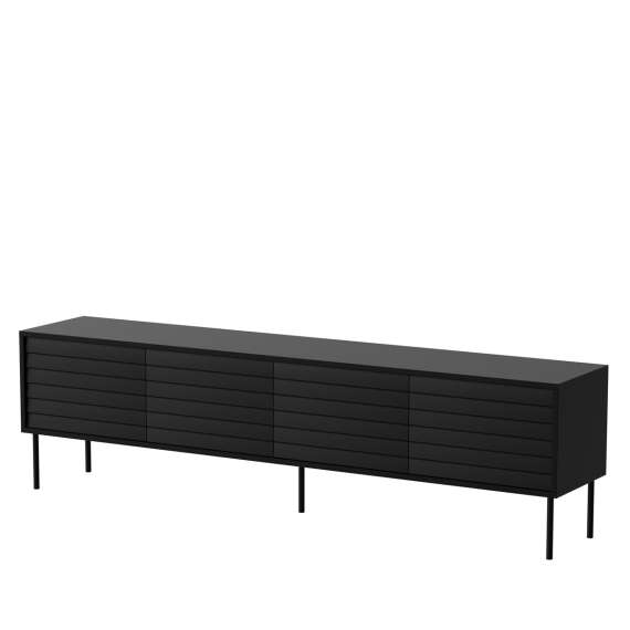 Tv-benk Cortina 200x55cm - svart matt - 4 dører