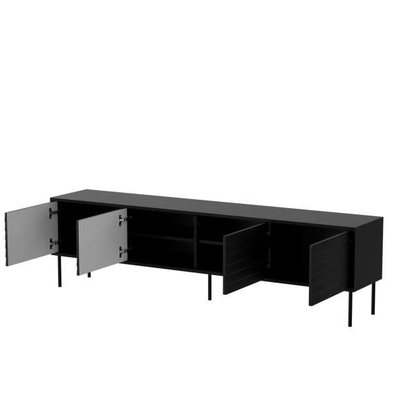 Tv-benk Cortina 200x55cm - svart matt - 4 dører