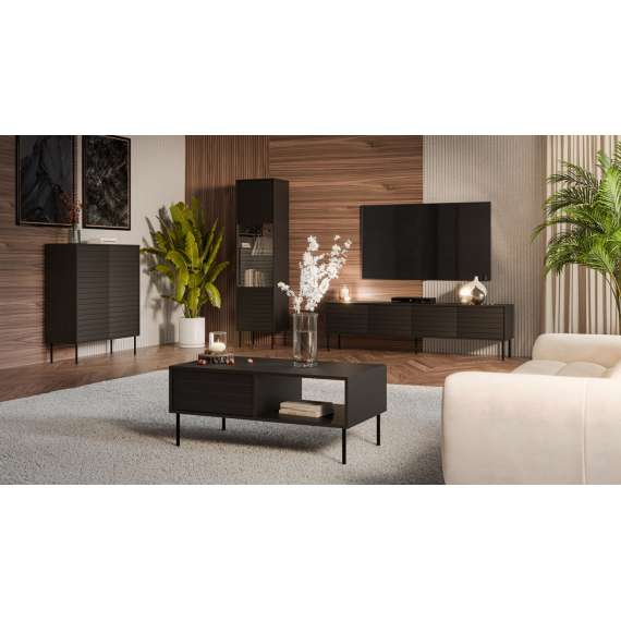 Sofabord Cortina 100x55 - svart matt - oppbevaringsplass