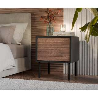 Nattbord Cortina 45x51cm - svart matt - valnøtt - 1 dør - 2 st sett