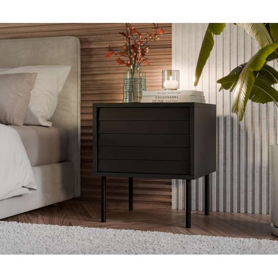 Nattbord Cortina 45x51cm - svart matt - 1 dør - 2 st sett