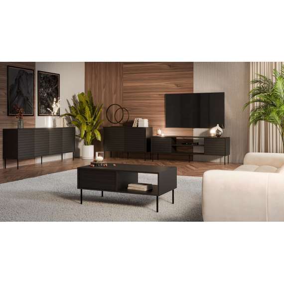 Tv-benk Cortina 180x60cm - svart matt - 2 dører