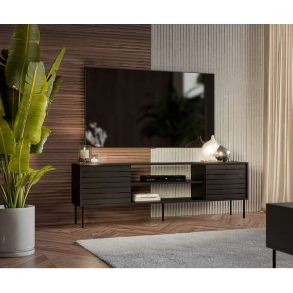 Tv-benk Cortina 180x60cm - svart matt - 2 dører