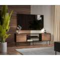 Tv-benk Cortina 180x60cm - svart matt - valnøtt - 2 dører