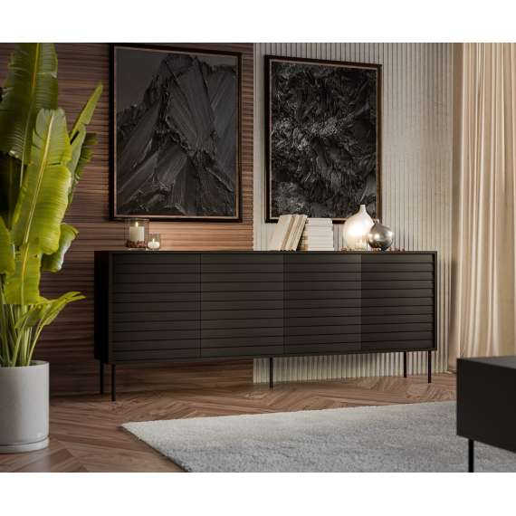 Skjenk CORTINA 200x81 - 4 dører - svart matt