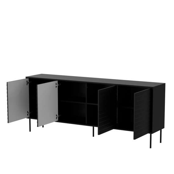 Skjenk CORTINA 200x81 - 4 dører - svart matt
