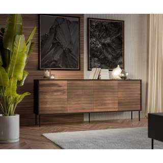 Skjenk CORTINA 200x81 - 4 dører - svart matt - valnøtt