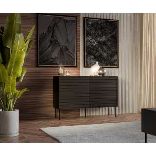 Skjenk CORTINA 120x81 - 1 dør - 3 skuffer - svart matt