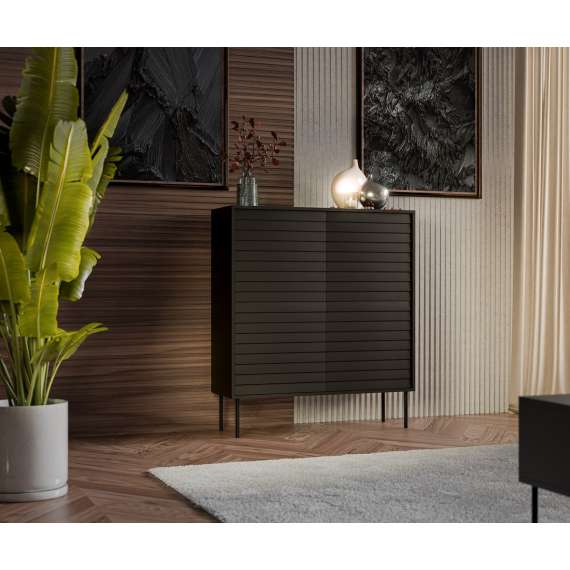 Skap CORTINA 102x118 - 4 dører - svart matt