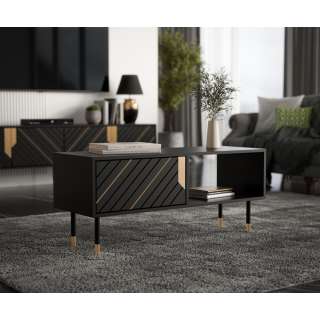 Sofabord MAUNTAIN 110x60 - svart matt - oppbevaringsplass