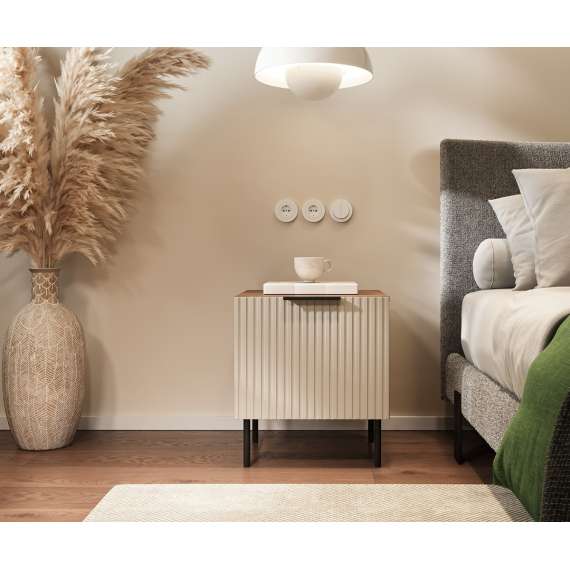 Nattbord Almera 45x55cm - valnøtt - cashmere -1 dør - 2 stk sett