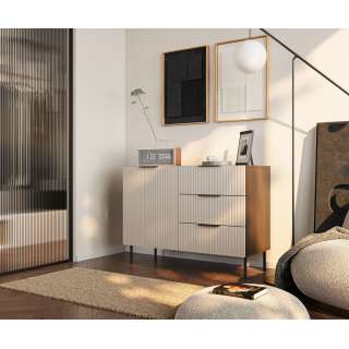 Skjenk Almera 104x75cm - valnøtt - cashmere - 1 dør - 3 skuffer