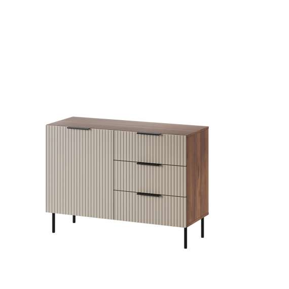 Skjenk Almera 104x75cm - valnøtt - cashmere - 1 dør - 3 skuffer