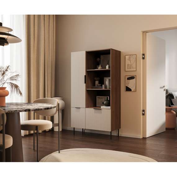 Reol Almera 90x165cm - valnøtt - cashmere - 3 dører